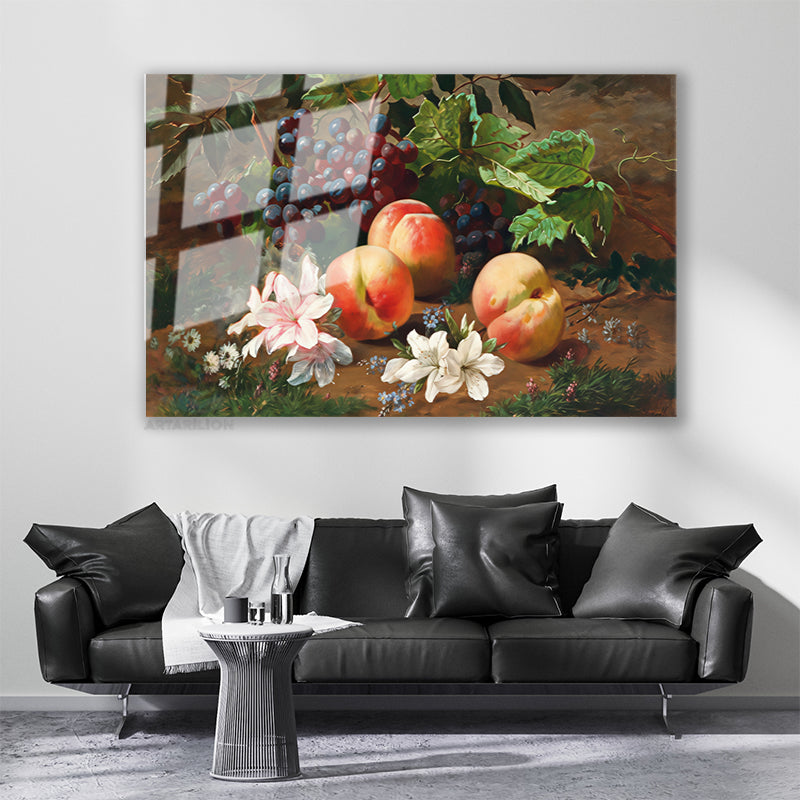Glass Horizontal Wall Art, Glass Still Life, Fruits, Home, Office, Living Room, Modern Wall Art