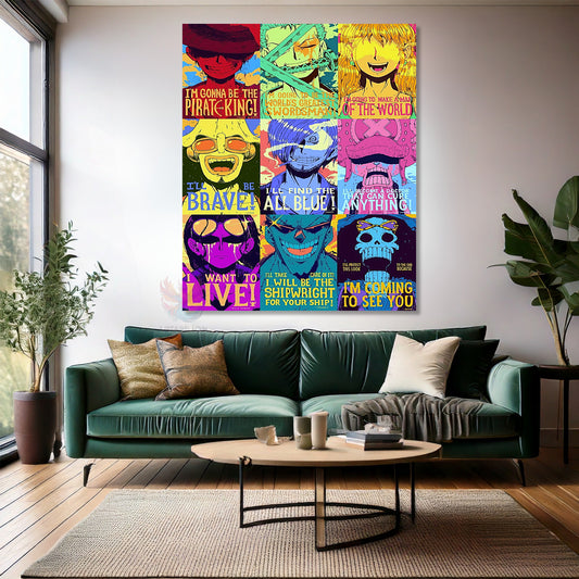 Kanvas Dikey Duvar Tablosu Kanvas One Piece Tayfa Ev Ofis Salon Modern Duvar Tablosu