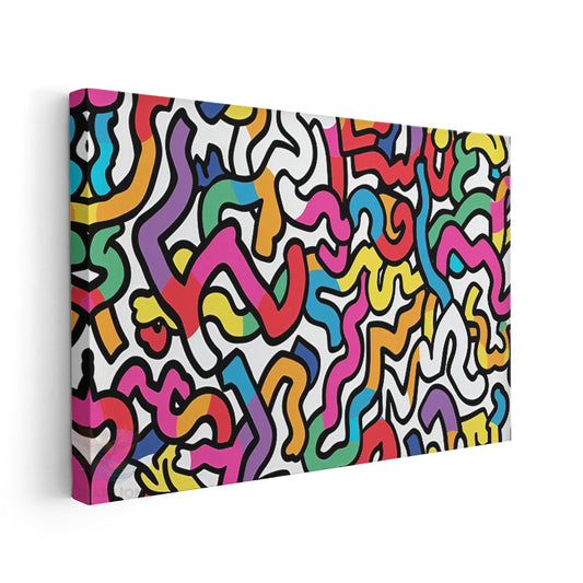 Canvas Vertical Wall Art, Colorful Curves, Modern Wall Art for Home, Office, Living Room.