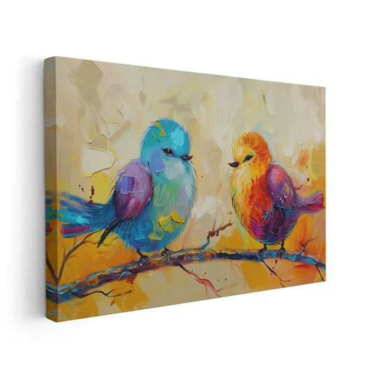 Canvas Vertical Wall Art, Colorful Birds, Modern Wall Art for Home, Office, Living Room.