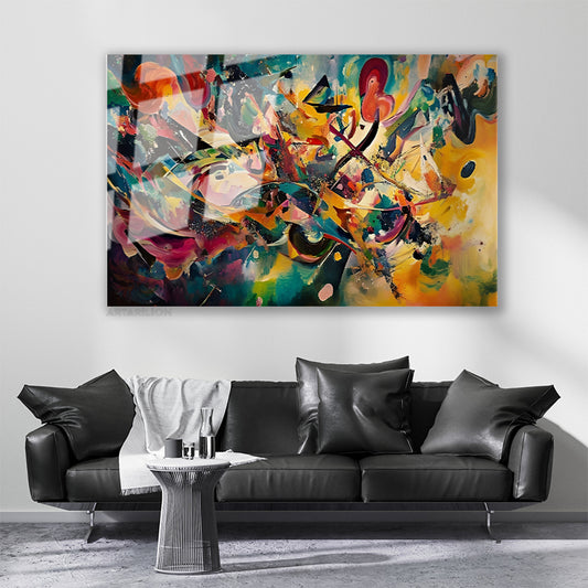 Glass Horizontal Wall Art, Glass Color Solstice 2, Modern Wall Art for Home, Office, and Living Room.