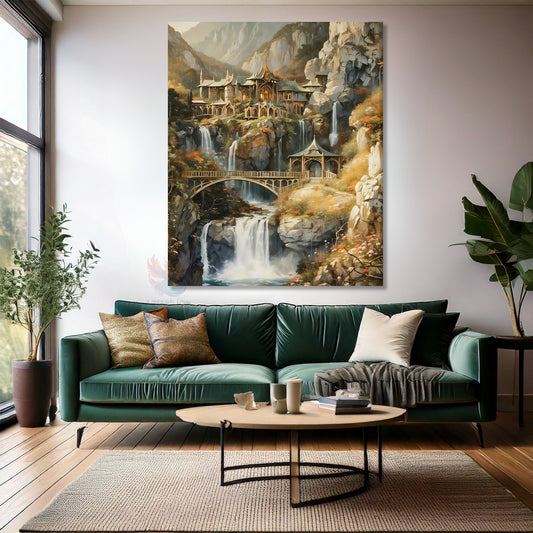 Kanvas Dikey Duvar Tablosu Kanvas Rivendell LOTR Tablo Ev Ofis Salon Modern Duvar Tablosu