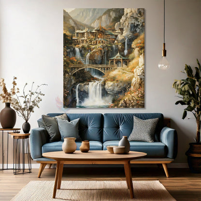 Kanvas Dikey Duvar Tablosu Kanvas Rivendell LOTR Tablo Ev Ofis Salon Modern Duvar Tablosu