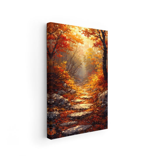 Canvas Vertical Wall Art, Autumn Orange Leaves, Modern Wall Painting for Home, Office, Living Room.