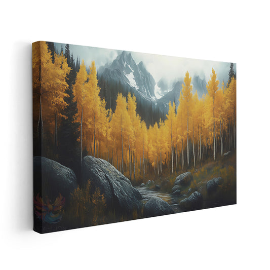 Kanvas Dikey Duvar Tablosu Kanvas Sonbahar Manzarasi3 Ev Ofis Salon Modern Duvar Tablosu