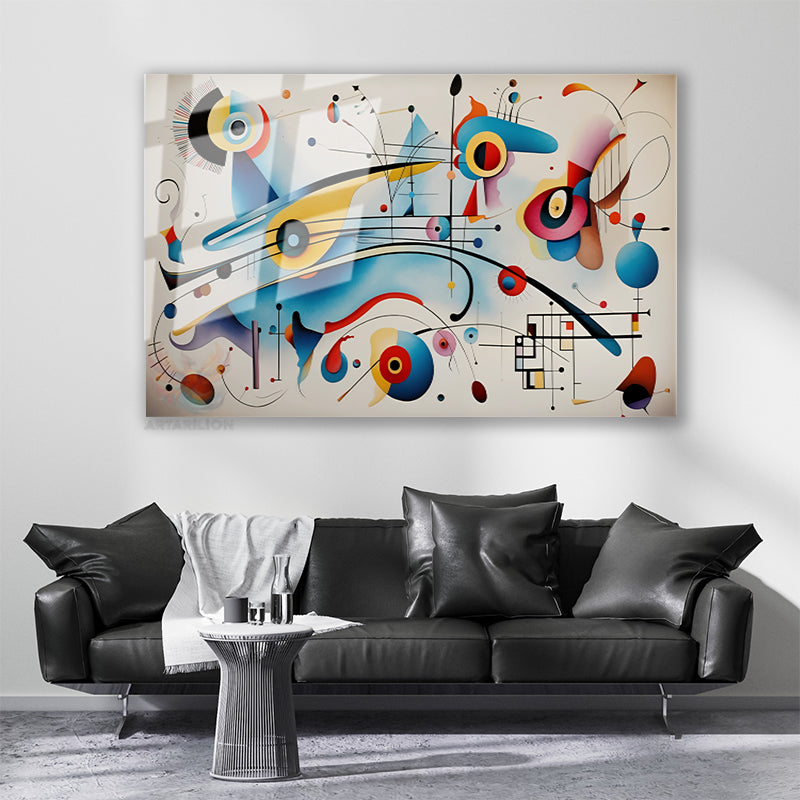 Soyut Geometrik Sanat Modern Özgün Yatay Cam Tablo