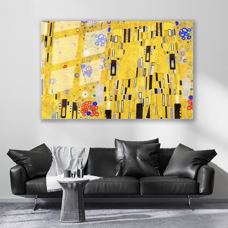 Soyut Geometrik Sanat Modern Zarif Yatay Cam Tablo