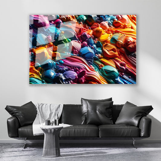 Glass Horizontal Wall Art, Abstract Glass Color Art, Modern Wall Art for Home, Office, Living Room.