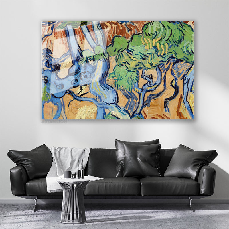 Soyut Sanat Modern Yatay Cam Tablo