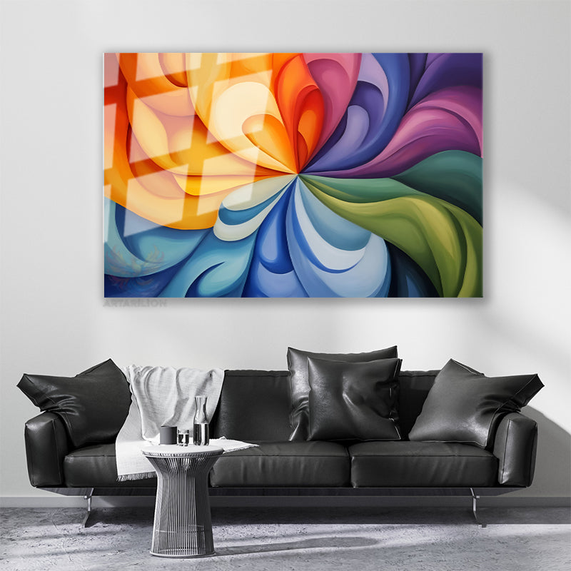 Soyut Sanat Modern Estetik Yatay Cam Tablo