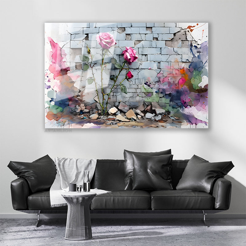 Soyut Sanat Modern Özgün Yatay Cam Tablo