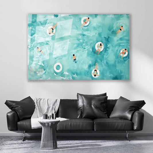 Cam Yatay Duvar Tablosu Cam Soyut Yuzen Insanlar Ev Ofis Salon Modern Duvar Tablosu