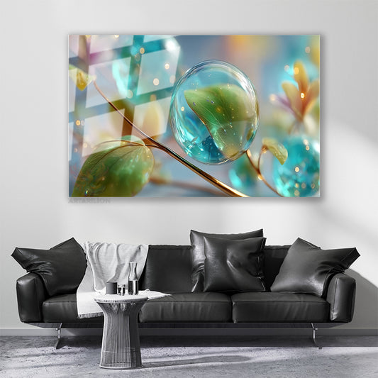 Cam Yatay Duvar Tablosu Cam Su Damlalari Ev Ofis Salon Modern Duvar Tablosu