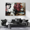 Glass Horizontal Wall Art, Vintage Flowers Glass, Home Office Living Room Modern Wall Art