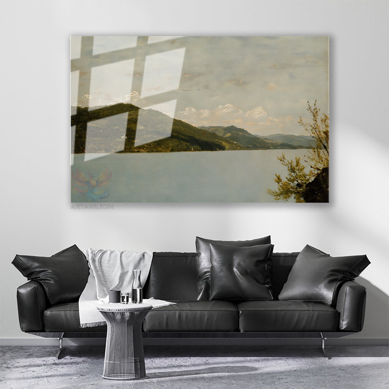 Cam Yatay Duvar Tablosu Cam Vintage Dag Gol Manzarasi4 Ev Ofis Salon Modern Duvar Tablosu