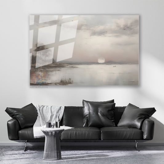 Cam Yatay Duvar Tablosu Cam Vintage Gun Batimi Ev Ofis Salon Modern Duvar Tablosu