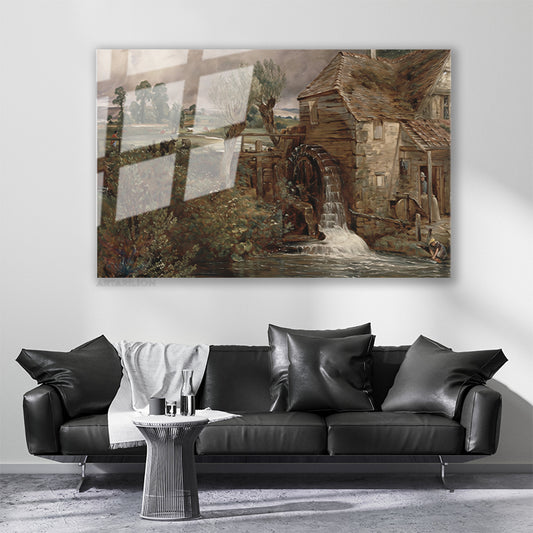 Cam Yatay Duvar Tablosu Cam Vintage Kirsal Manzarasi2 Ev Ofis Salon Modern Duvar Tablosu