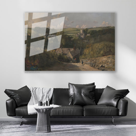 Cam Yatay Duvar Tablosu Cam Vintage Kirsal Manzarasi3 Ev Ofis Salon Modern Duvar Tablosu