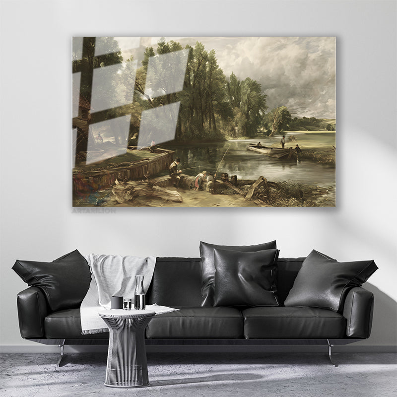 Glass Horizontal Wall Art, Vintage Rural Landscape, Modern Wall Art for Home, Office, Living Room.