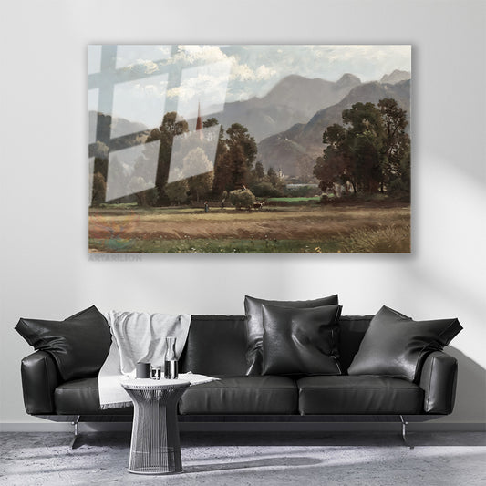 Cam Yatay Duvar Tablosu Cam Vintage Kirsal Manzarasi5 Ev Ofis Salon Modern Duvar Tablosu
