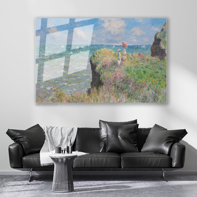 Glass Horizontal Wall Art, Vintage Glass Cliff View, Modern Wall Art for Home, Office, Living Room.