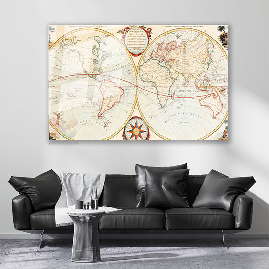 Cam Yatay Duvar Tablosu Cam Yeni Dunya Haritasi Ev Ofis Salon Modern Duvar Tablosu