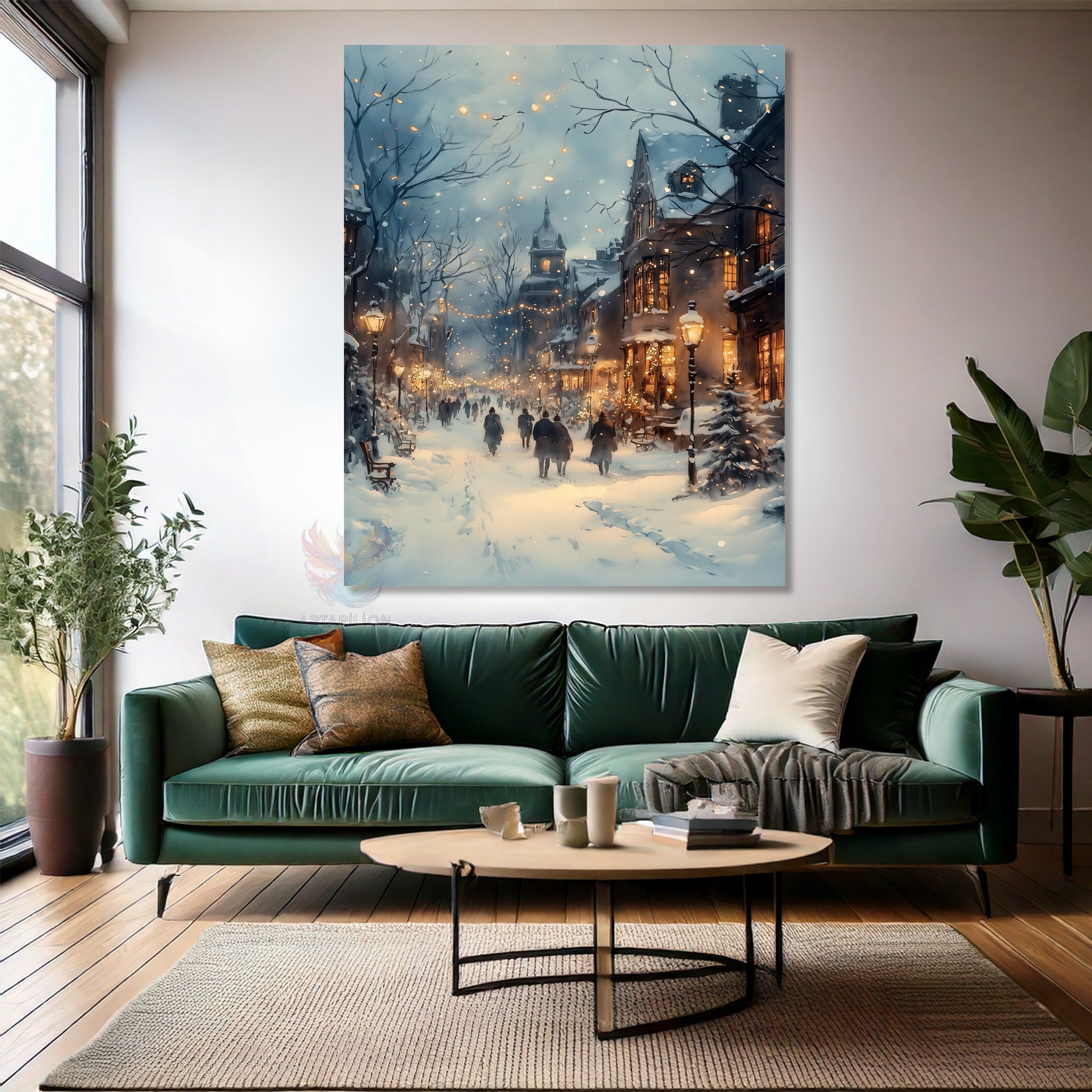 Yıl Şehir Manzarası Modern Dikey Kanvas Tablo