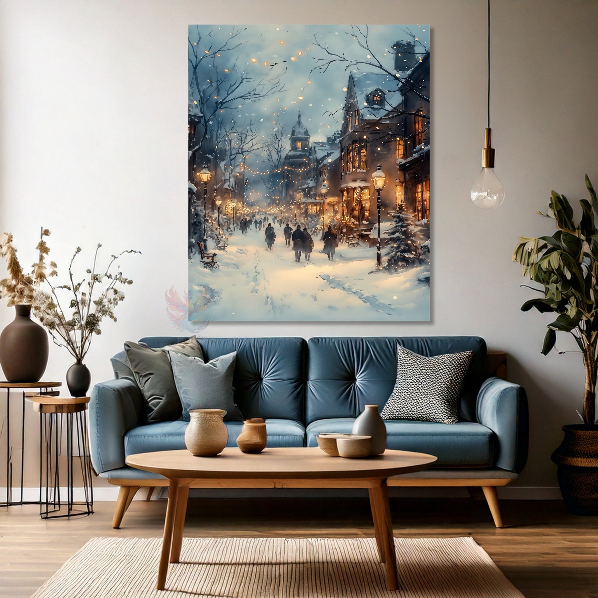 Yıl Şehir Manzarası Modern Dikey Kanvas Tablo
