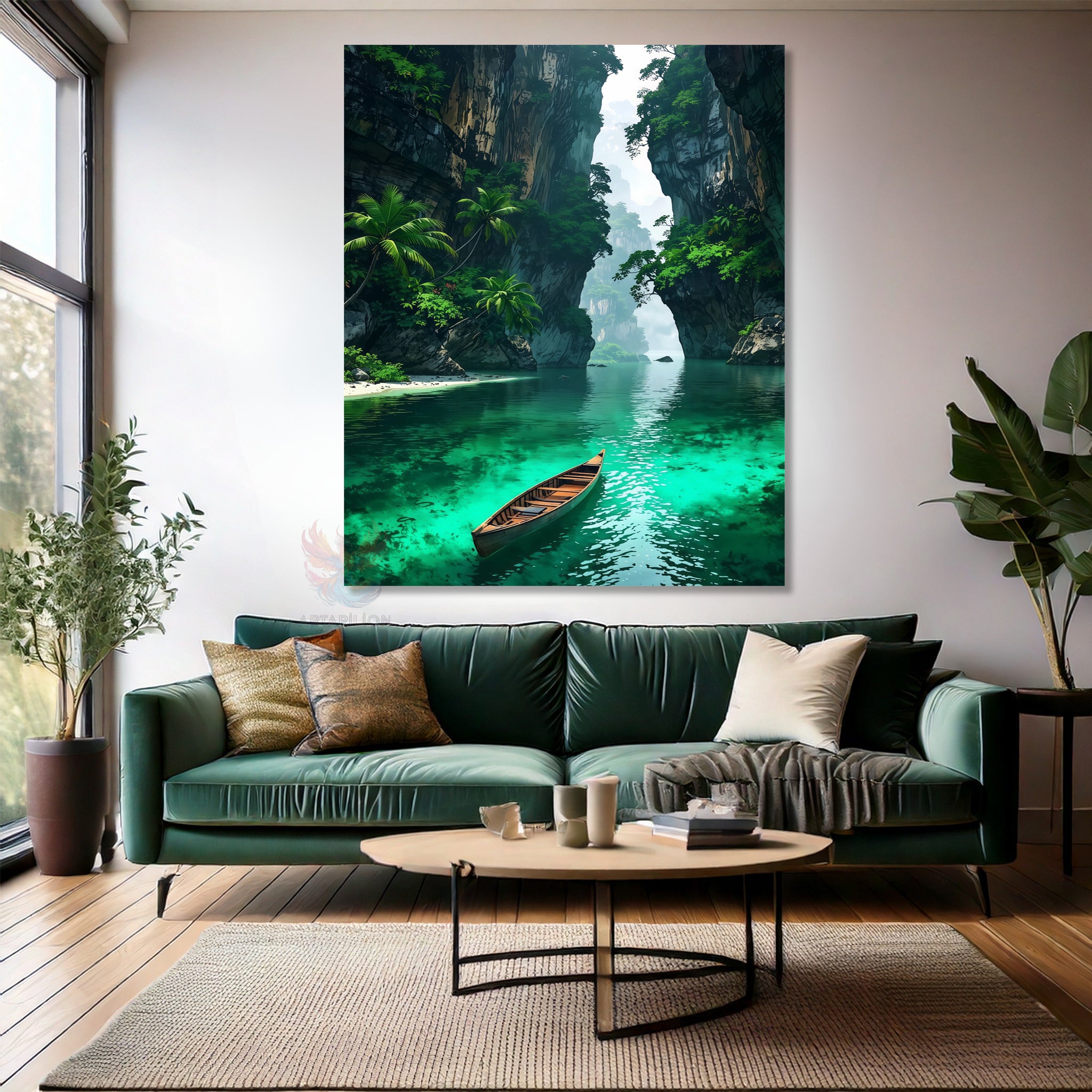 Yeşil Geçit Modern Dikey Kanvas Tablo