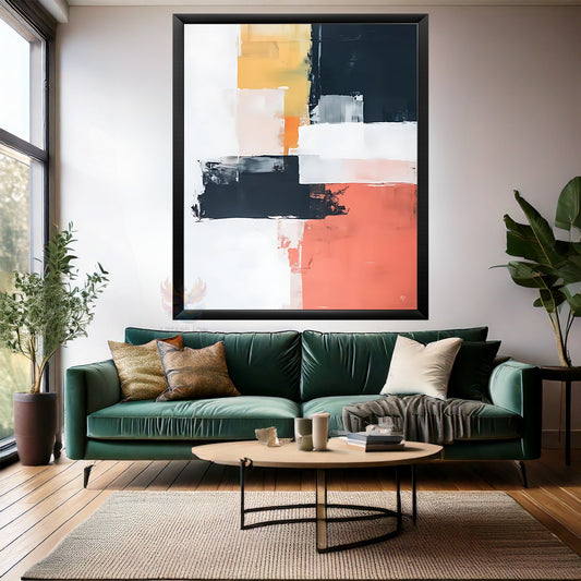 Soyut Ahşap Çerçeveli MDF Tablo Renkli Fırça Darbeleri Modern Salon Tablosu Dekorasyon Duvar Tablosu