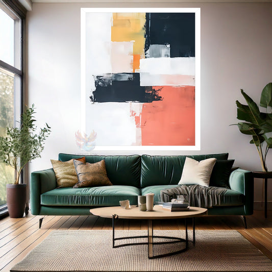 Soyut Ahşap Çerçeveli MDF Tablo Renkli Fırça Darbeleri Modern Salon Tablosu Dekorasyon Duvar Tablosu