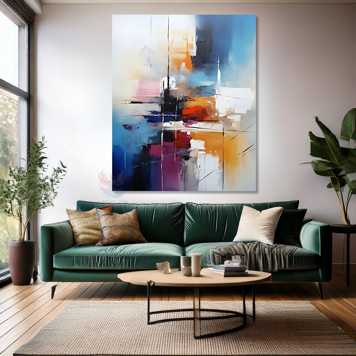 Oil Painting Look Abstract Canvas Painting Colorful Brush Strokes Modern Living Room Canvas Wall Painting