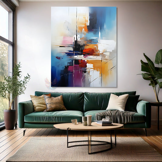 Oil Painting Look Abstract Canvas Painting Colorful Brush Strokes Modern Living Room Canvas Wall Painting