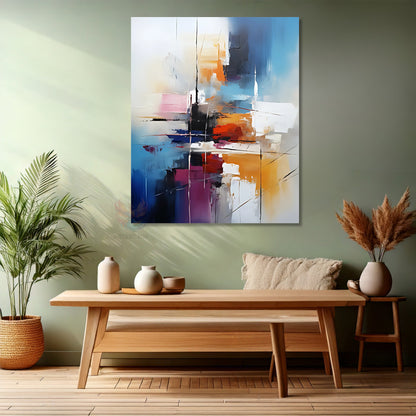 Oil Painting Look Abstract Canvas Painting Colorful Brush Strokes Modern Living Room Canvas Wall Painting