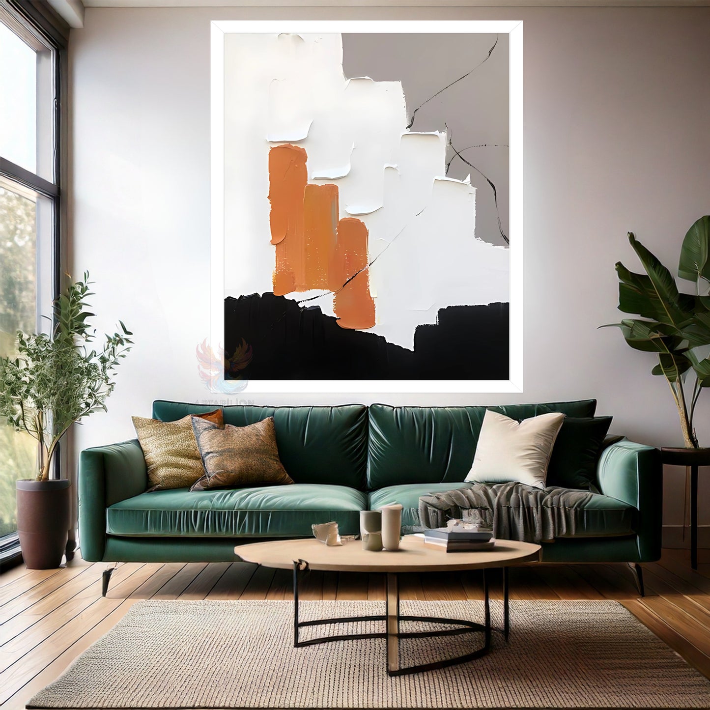 Yağlı Boya Görünümlü Soyut Ahşap Çerçeveli MDF Tablo Fırça Darbeleri Modern Salon Duvar Tablosu