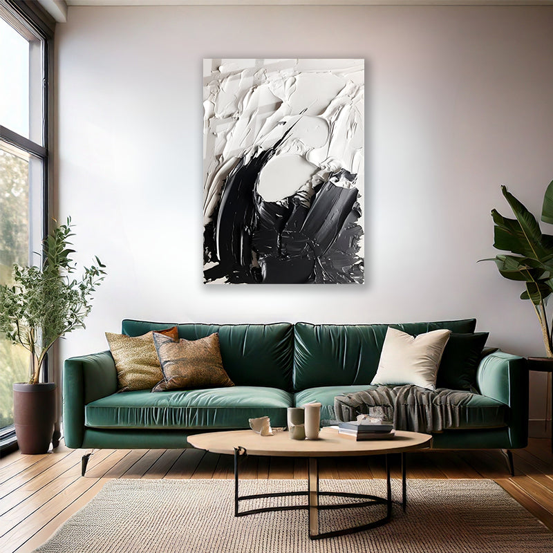Soyut Temalı Cam Tablo Modern Sade Şık Siyah ve Beyaz Salon Ev Dekorasyon Cam Duvar Tablosu