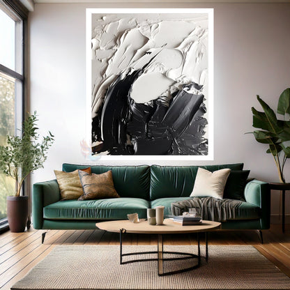 Soyut Temalı Ahşap Çerçeveli MDF Tablo Modern Şık Siyah ve Beyaz Salon Ev Dekorasyon Duvar Tablosu