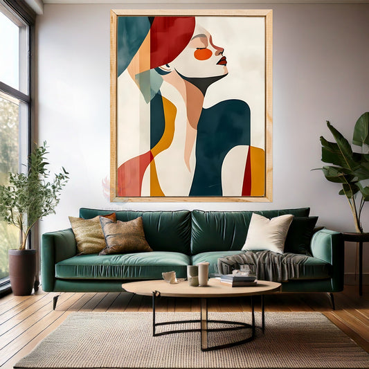 Soyut Çizim Kadın Resmi Ahşap Çerçeveli MDF Tablo Duvar Tablosu Modern Ev Dekoru MDF Salon Tablosu