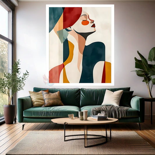 Soyut Çizim Kadın Resmi Ahşap Çerçeveli MDF Tablo Duvar Tablosu Modern Ev Dekoru MDF Salon Tablosu