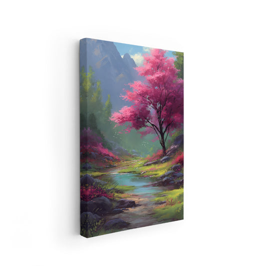 Canvas Vertical Wall Painting, Canvas Spring Landscape, Home Office Living Room Modern Wall Art
