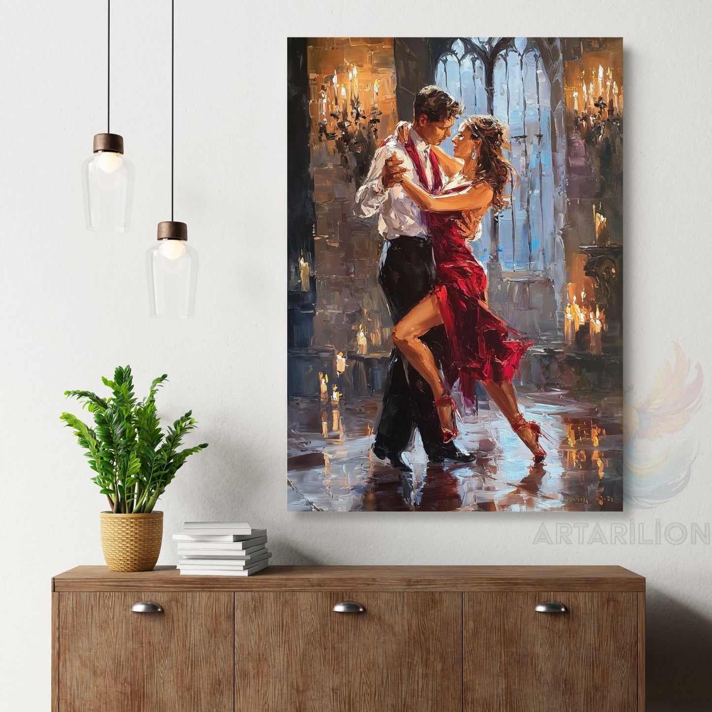 Tango Yapan Çift Kanvas Tablo Duvar Tablosu Modern Ev Dekoru Kanvas Salon Tablosu