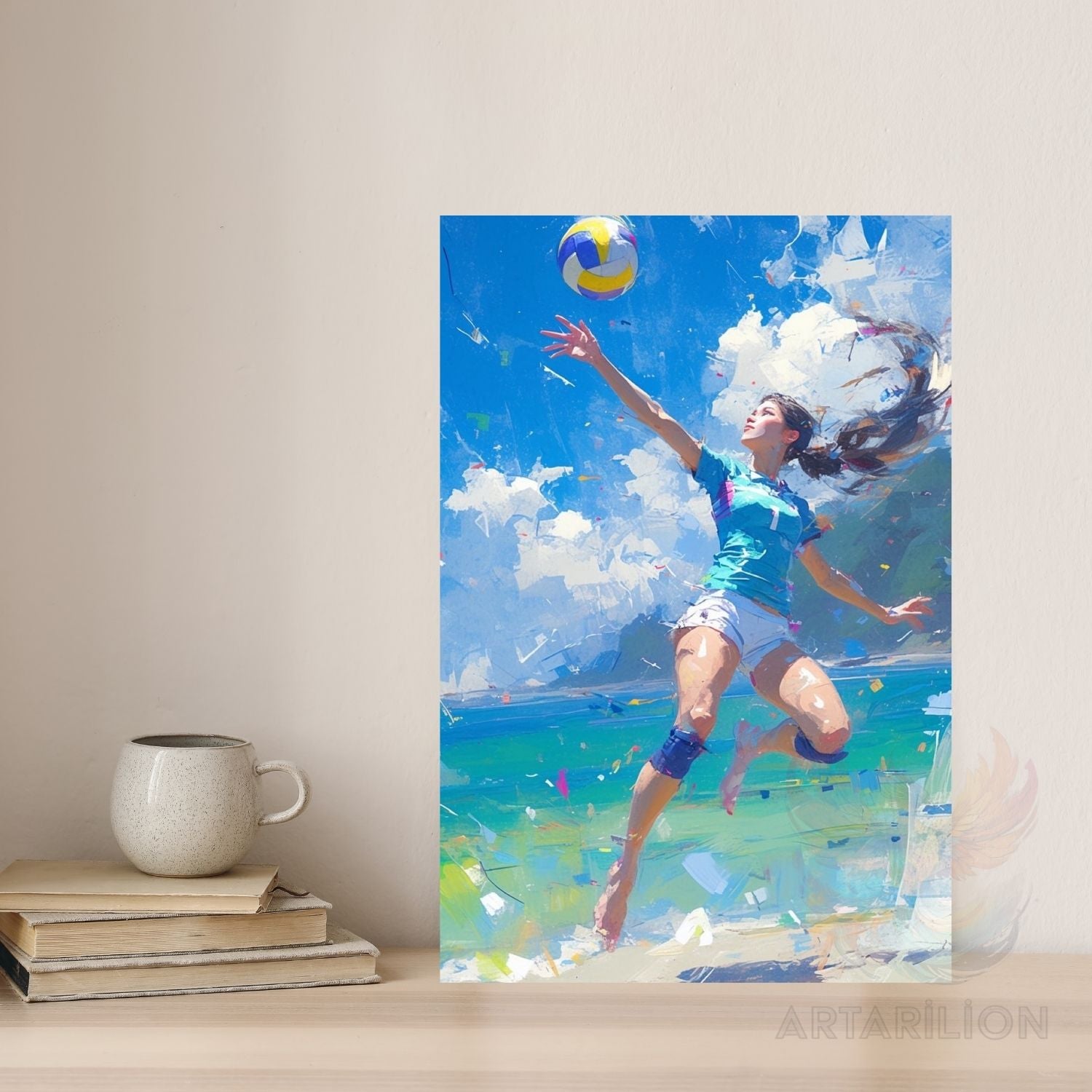 Voleybol Oynayan Kız Modern Kanvas Tablo
